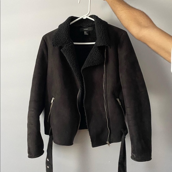 BLACK FUR COLLAR JACKET - Picture 1 of 2